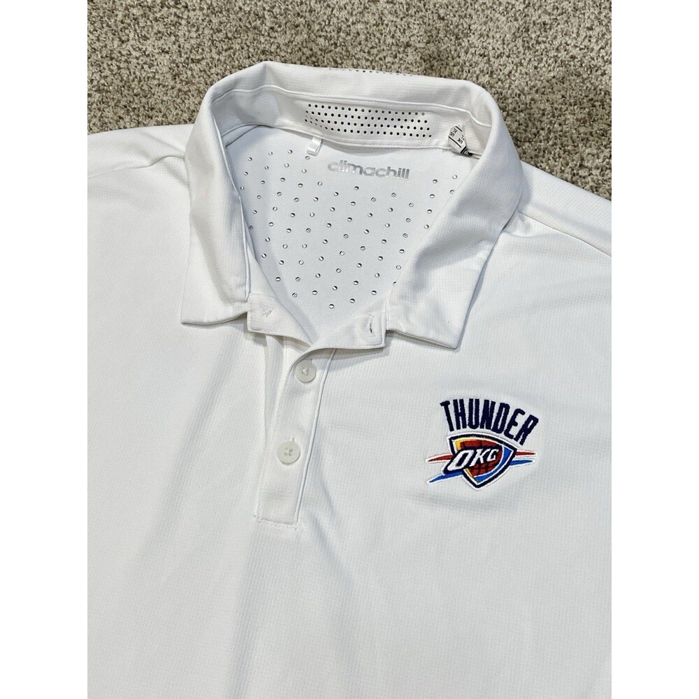 Adidas Oklahoma City Thunder Polo Shirt Men’s XL Climachill NBA White Vented